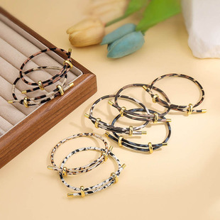 Cross-border Hip-hop Multicolor Snake-print Leopard-print Buckle Woven Hand Rope Women's Distinctive DIY Beaded Hand Rope Accessories