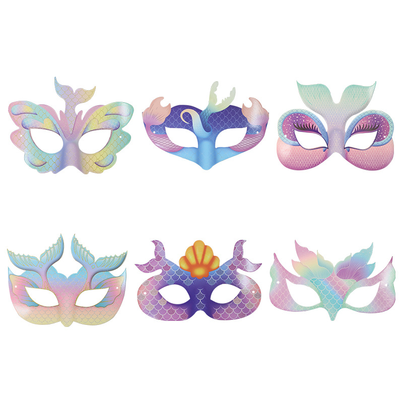 Tarjetas de papel DIY sirena carnaval nueva máscara para niños pintados máscara de mitad de cara fiesta espectáculo máscara de ojos al por mayor