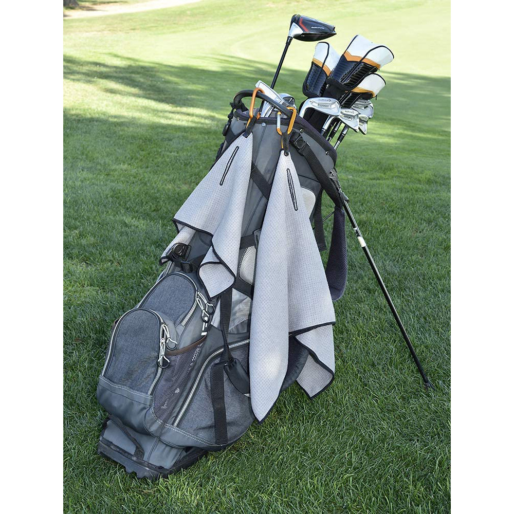 现货高尔夫毛巾挂钩纤维菠萝格华夫格毛巾磁扣亚马逊跨境电商代发