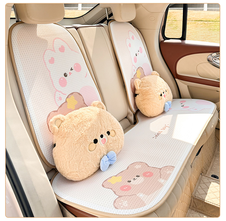 Blue Rain Four Seasons Universal Car Headrest and Lumbar Support Cute Little Rabbit Car Pillow Long Sitting Not Tiring Car Waist Support Cushion