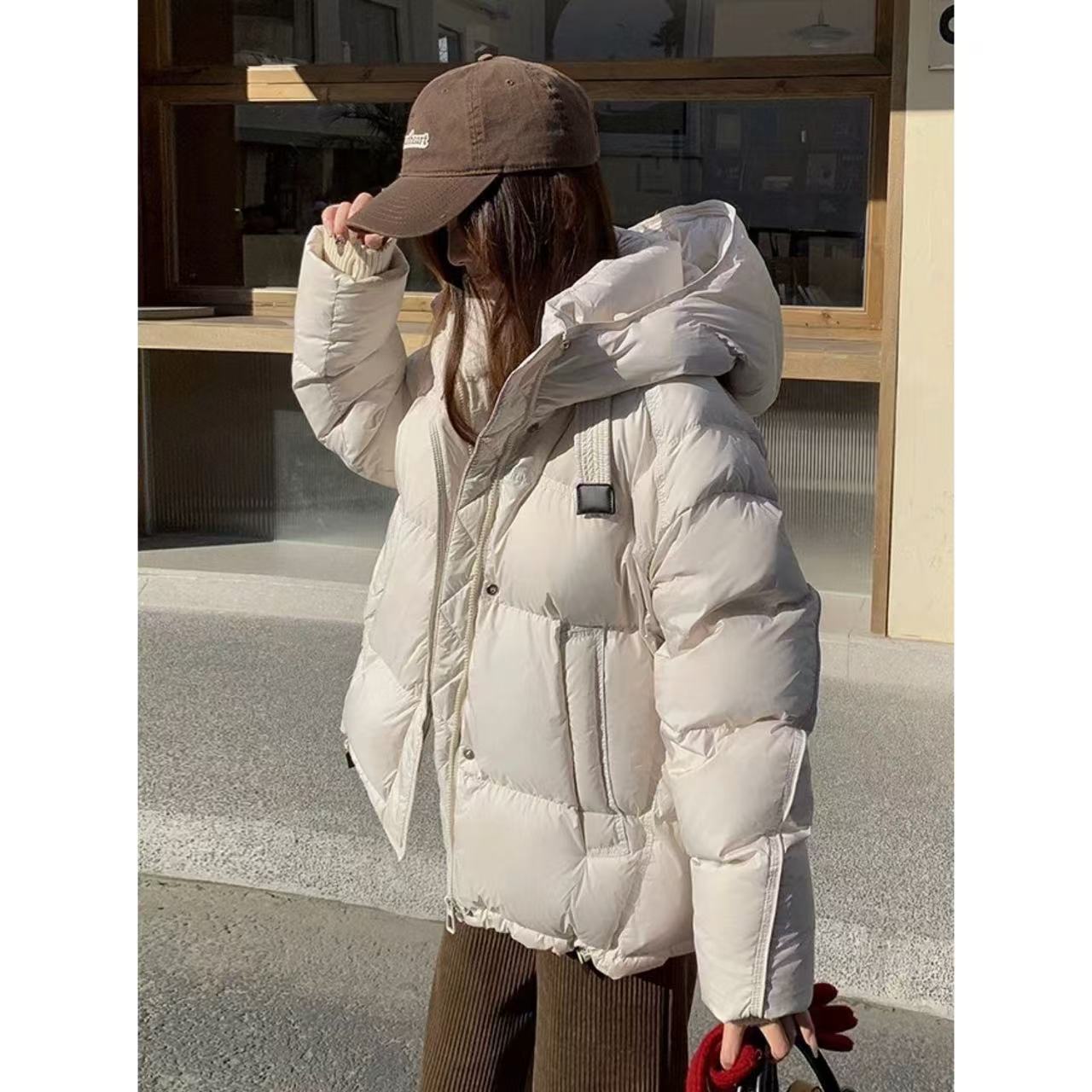 福利 90白鸭绒短版羽绒服女冬防寒加厚小个子连帽保暖外套Y0102F