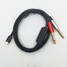 苹果头转2个6.5音频线 6.35MM 音箱音响功放iphone手机链接音频线