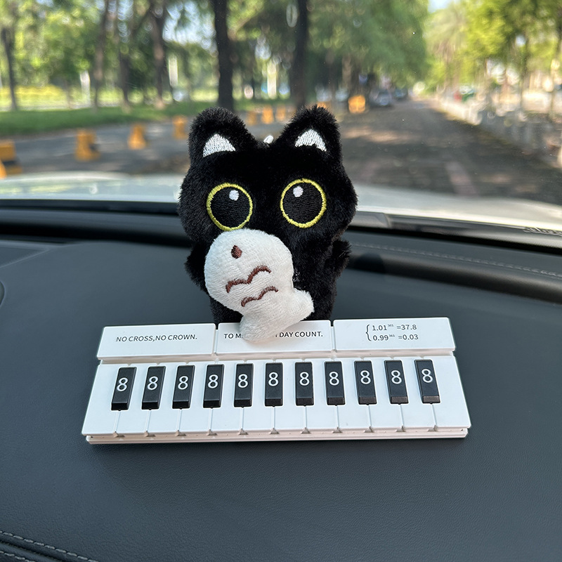 Pequeño gato negro bolsos colgantes lindos muñecas de peluche muñecas automóviles tarjetas telefónicas de estacionamiento temporal tarjetas de número de mujer