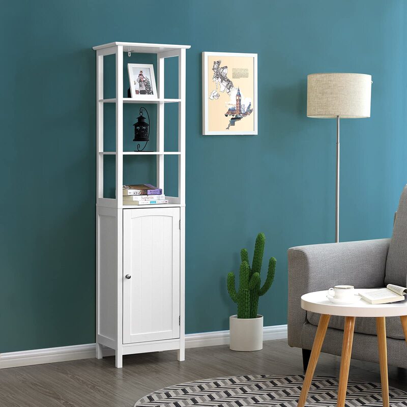 Floor Cabinet Multi-functional Bathroom Storage Cabinet Three-layer Shelf Freestanding Wooden Cabinet White Floor Cabinet Multi-functional Bathroom Storage Cabinet Three-layer Shelf Freestanding Wooden Cabinet White