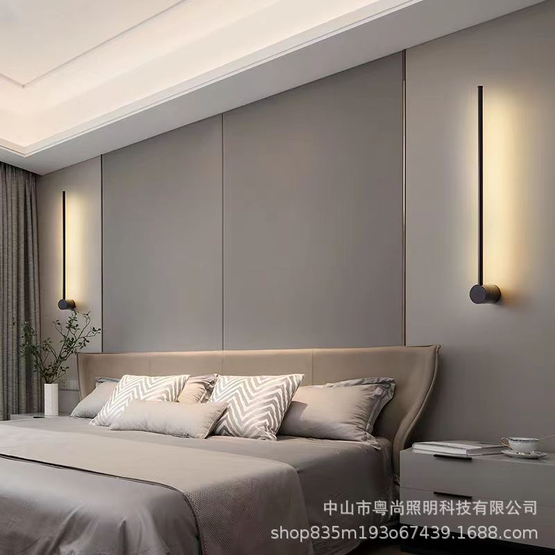 Lámpara de pared nórdica para sala de estar, dormitorio, mesita de noche, escalera, pasillo, lámpara lineal moderna, luz ambiental, lujo ligero, minimalista, giratoria.