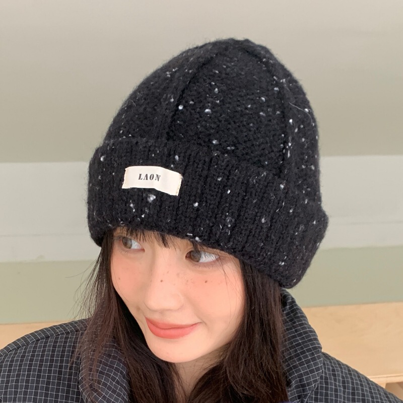 韩版时尚彩色点点毛线帽子女秋冬休闲百搭毛线帽保暖护耳套头帽潮|undefined