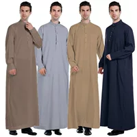 AliExpress Amazon новый ближневосточный мужской халат сплошной цвет катарский воротник мужской халат завод прямых продаж
