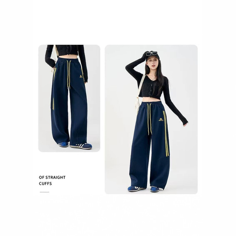 2026 New Women's Sports Wide-Leg Pants, Loose Fit, Slimming, Drawstring, Straight-Leg Casual Trousers, Versatile, Fashionable, Trendy Sweatpants 2026 New Women's Sports Wide-Leg Pants, Loose Fit, Slimming, Drawstring, Straight-Leg Casual Trousers, Versatile, Fashionable, Trendy Sweatpants