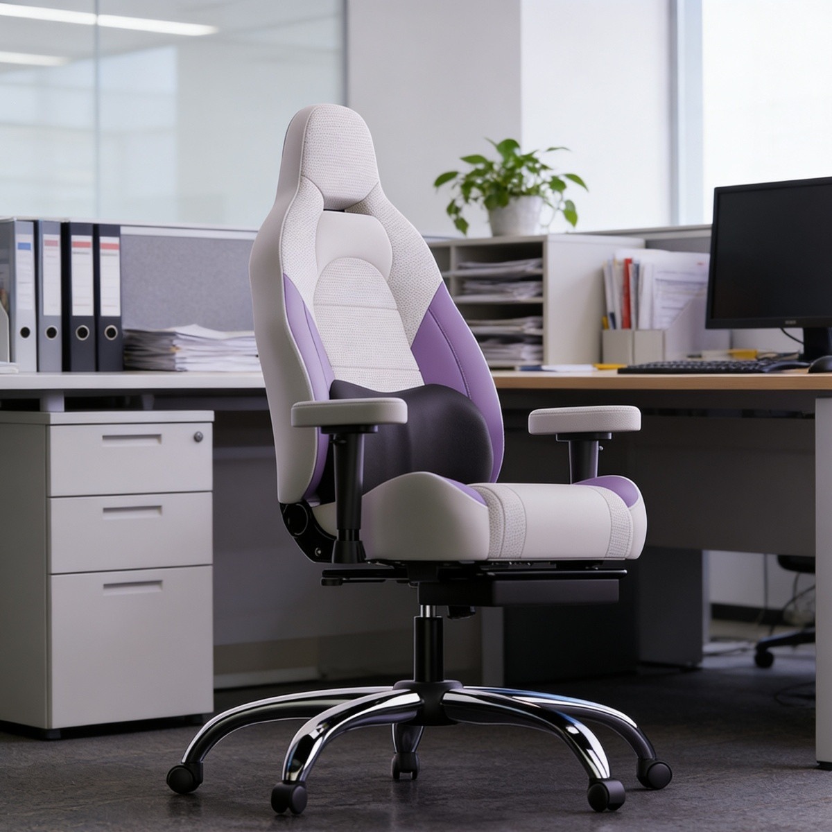 High-end computer chair, office chair, ergonomic chair for quality and comfort, purple gaming chair, reclining car seat