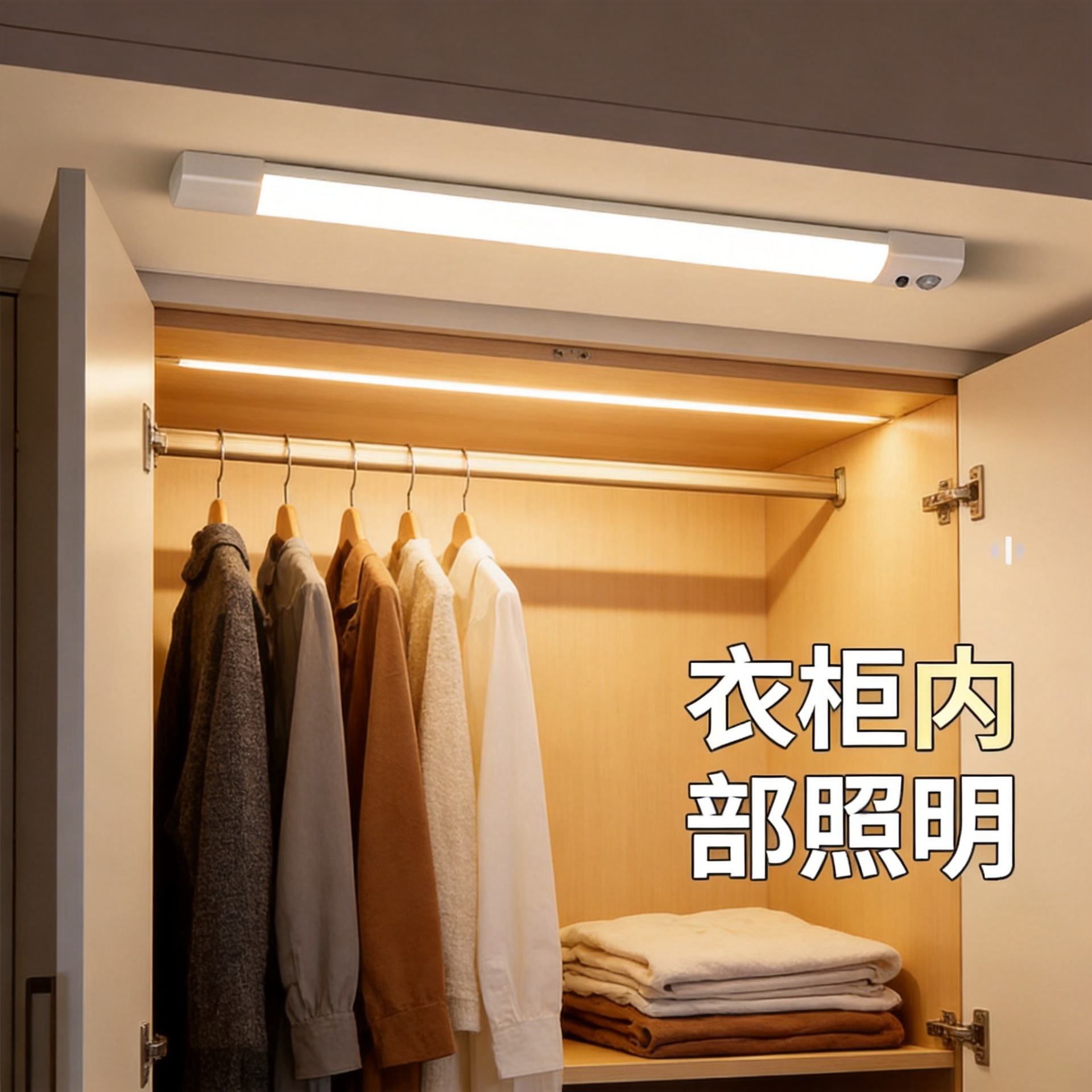 Luz de sensor de tira larga, lámpara de escritorio ultrafina, luz con sensor de cuerpo humano, luz nocturna pequeña, luz nocturna LED para armario/dormitorio, luz nocturna pequeña al por mayor.
