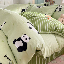 新品双面纯棉四件套卡通全棉印花长绒棉4件套被套床笠床品套特价