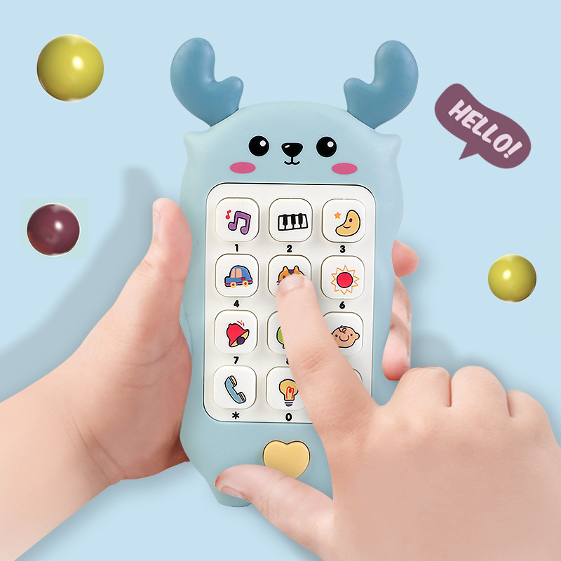 Juguetes de teléfono móvil de simulación de dibujos animados para niños, juguetes educativos de educación temprana, música, modelo de teléfono multifunción, venta al por mayor transfronteriza