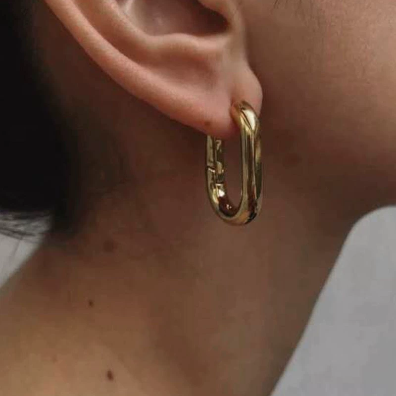 Earrings Geometric U-Shaped, European Style, Simple Elegant Design, Gold & Platinum Tones