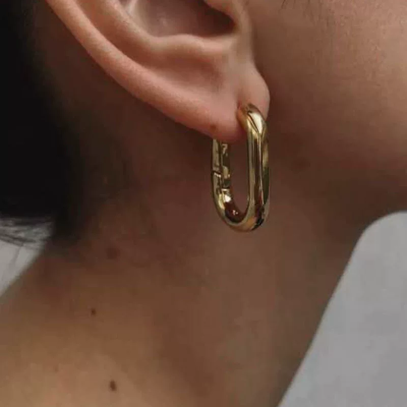 Earrings Geometric U-Shaped, European Style, Simple Elegant Design, Gold & Platinum Tones