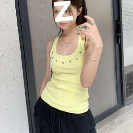 辣妹黄色工字吊带背心女2026夏季新款设计感小众外穿修身无袖上衣