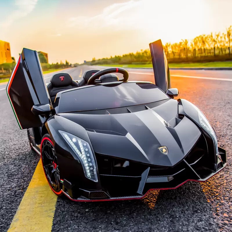 Lambo Children's Electric Car with Four Wheels and Remote Control, Suitable for Boys and Girls, Kids Can Ride on It, Toy Car, Sports Car, Four-Wheel Drive
