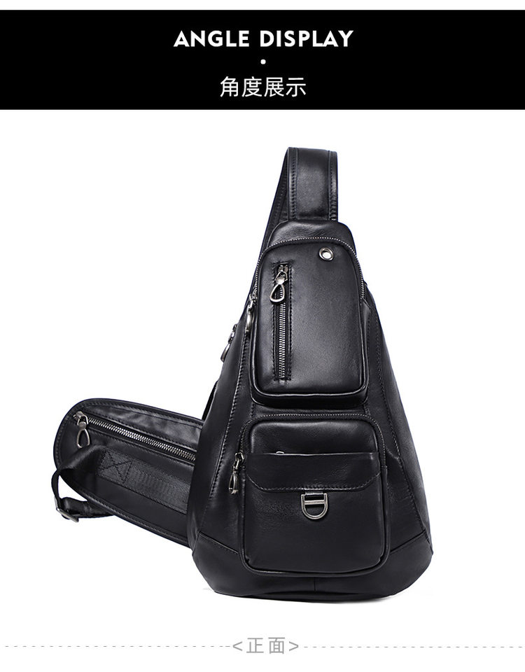 Túi đeo chéo nam da bò thật 24×13×39 cm , chống trộm — Màu đen chi tiết 11