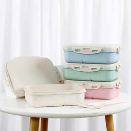 单层密封饭盒塑料学生上班族餐盒可微波炉加热韩式分格便当盒定制