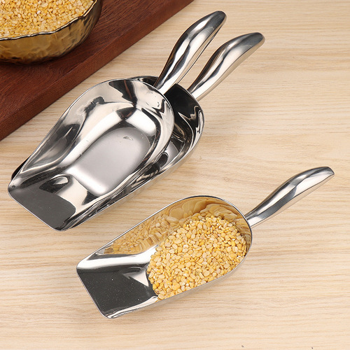 304 stainless steel thickened ice shovel food shovel flour soybean shovel sugar shovel rice shop miscellaneous grains multi-purpose shovel crank with ring