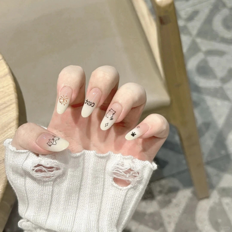 Autumn and Winter Cute Nail Art with Creamy Yellow Gradient, Cat-Themed Press-On Nails That Enhance Complexion, Simple and Elegant, Student-Friendly, High-End Nail Stickers Autumn and Winter Cute Nail Art with Creamy Yellow Gradient, Cat-Themed Press-On Nails That Enhance Complexion, Simple and Elegant, Student-Friendly, High-End Nail Stickers