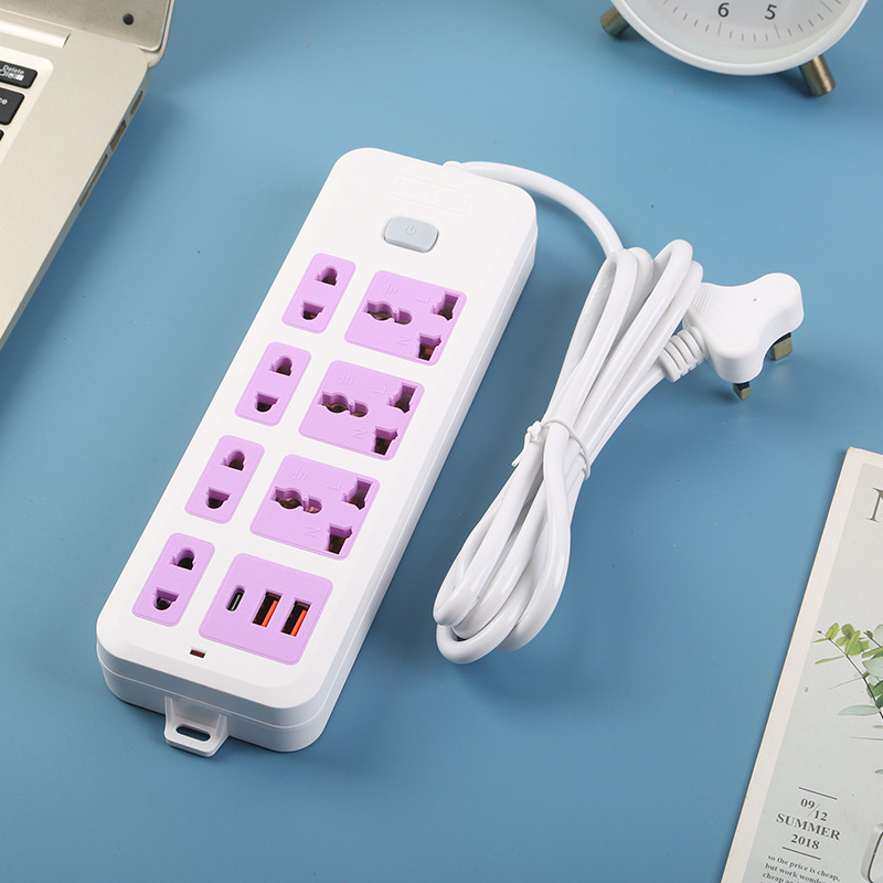 2USB + 1Type-c interfaz de carga de teléfono azul amarillo gris estándar británico estándar europeo estándar americano