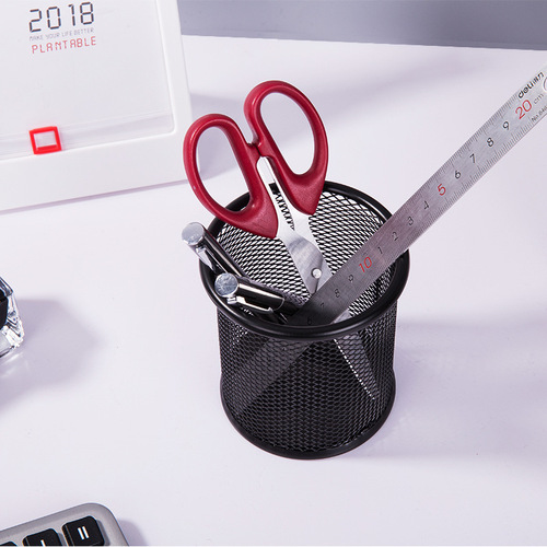 Deli Office Pen Holder Creative Fashion Desktop Pen Holder Ornament Student Metal Grid Pen Pen Holder