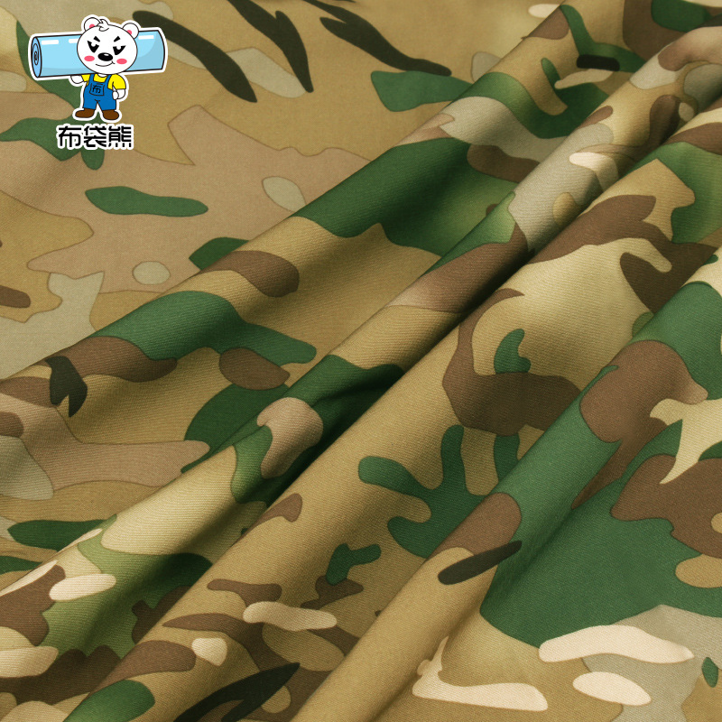 100D de cuatro lados de primavera elástica y asiático textil camuflaje impresión digital estiramiento pantalones de secado rápido entrenamiento militar pantalones deportivos tela