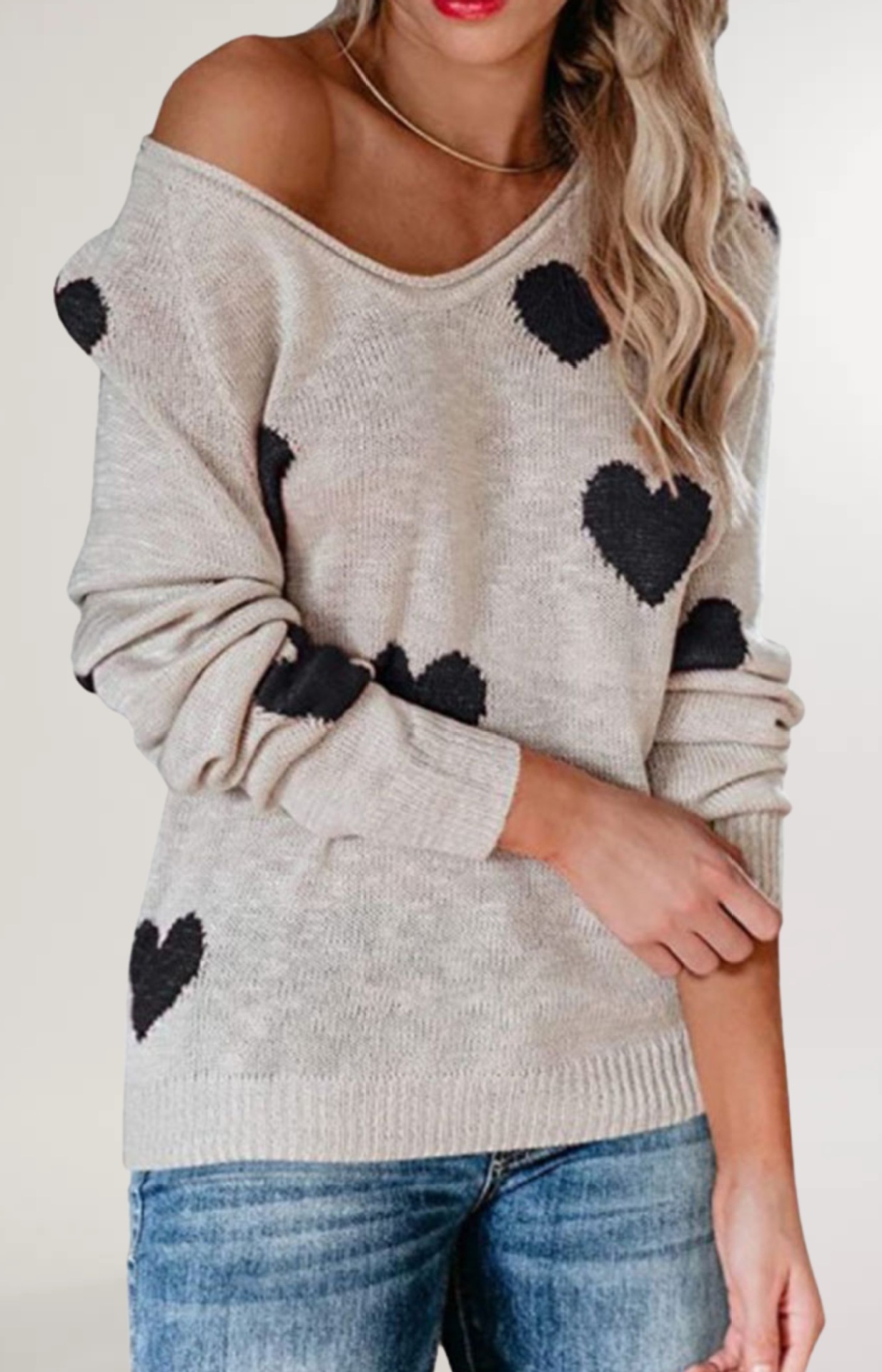 Suéter de punto con cuello en V, estilo europeo y americano, holgado, con temática de amor, para el Día de San Valentín, novedad de otoño e invierno 2026, para mujer, disponible en Amazon.
