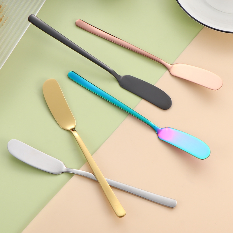 304 espátula de mantequilla de acero inoxidable creativa estilo coreano espátula de mantequilla de oro espesa mango de pan mermelada crema espátula de mantequilla