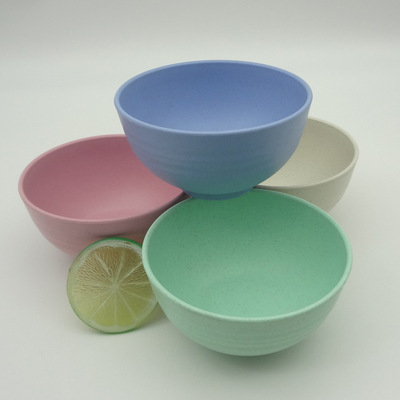 供應小麥稭稈小碗麥片贈品 便攜家用米飯碗 早餐碗小麥勺子套裝