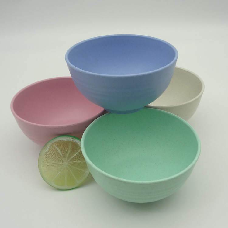 供應小麥稭稈小碗麥片贈品 便攜家用米飯碗 早餐碗小麥勺子套裝