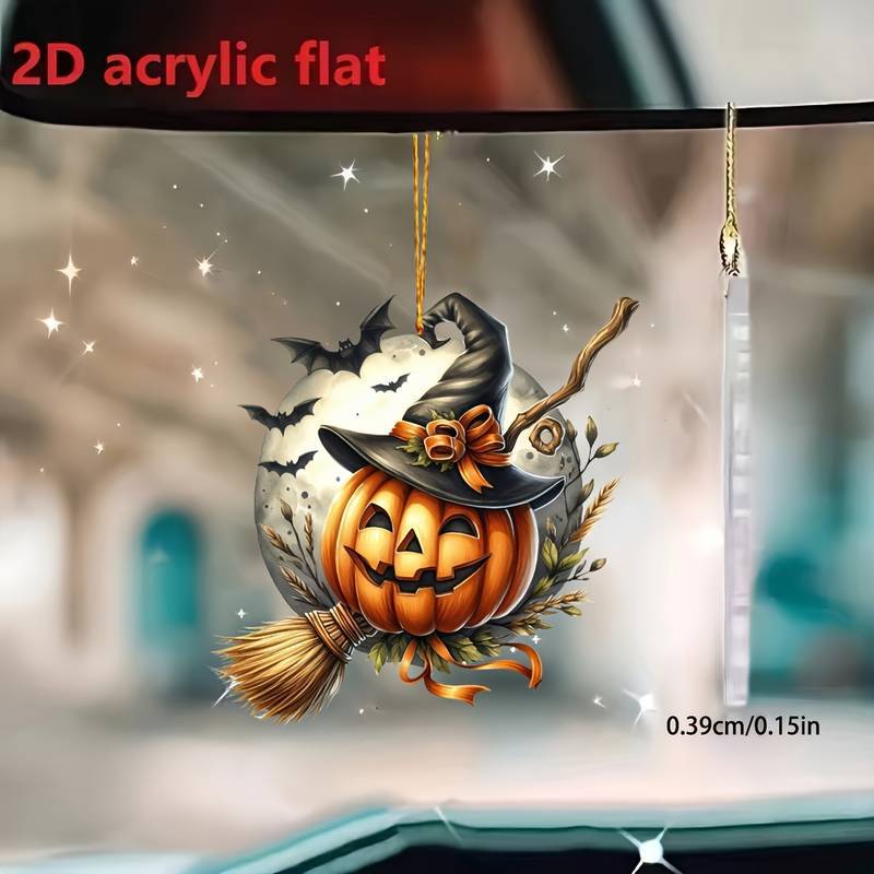 Halloween nuevo mago calabaza festival colgante acrílico plano transfronterizo automóvil espejo retrovisor interior colgante