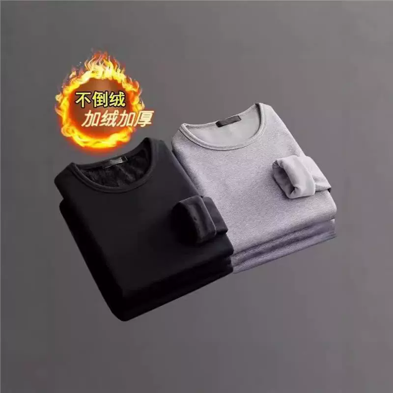 2025 новое термобелье мужское осеннее базовое белье рубашка зимняя с круглым вырезом длинный рукав флисовая утепленная мужская футболка топ