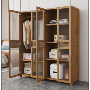 Wardrobe Rental Room Simple and Sturdy Economical Solid Wood Durable Dormitory Storage Assembly Home Bedroom Hanging Wardrobe