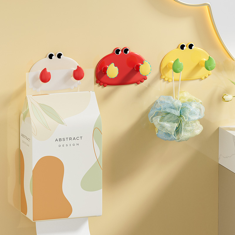 Gancho de dibujos animados Gancho pegajoso de cangrejo sin perforar pared fuerte pegado baño en casa cocina sala de estar gancho dormitorio