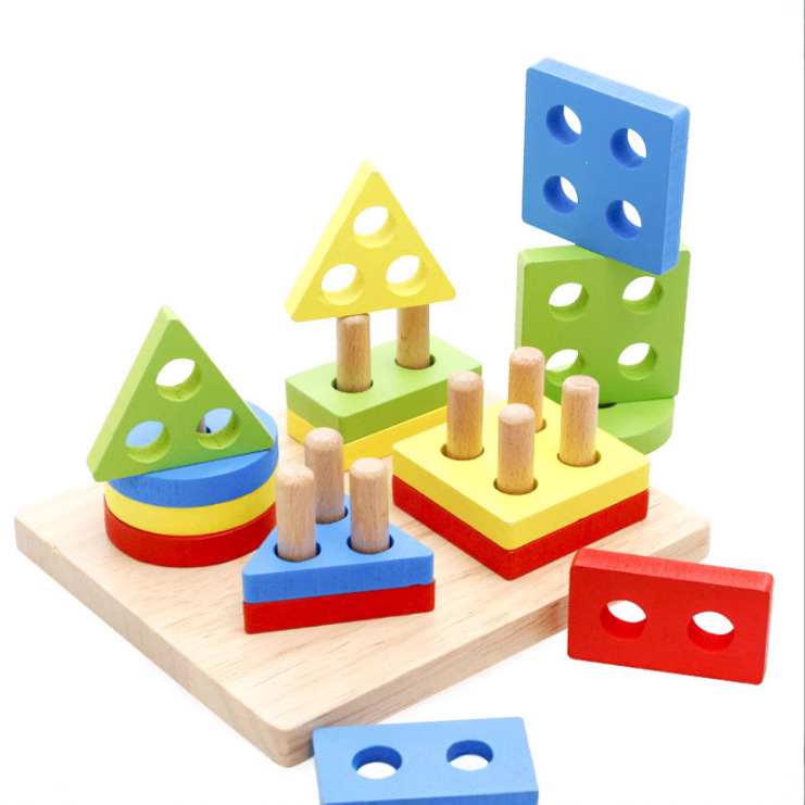 Bloques de construcción de la columna forma geométrica a juego bebé cognitiva educación temprana juguetes educativos para niños y niñas 2-3-5 años
