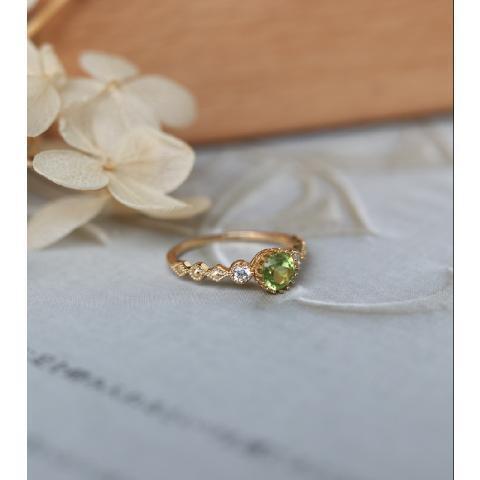 Japanese Style Imitation Peridot Ring Women's Retro Artistic