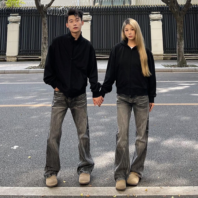 美式高级感直筒休闲牛仔裤男女高街ins潮牌水洗复古百搭直筒长裤|undefined