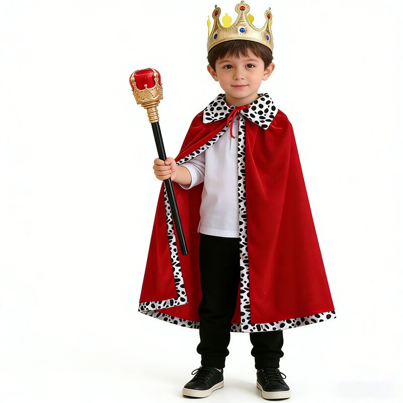 Halloween King's Cape Birthday Cape Cloak Children's Adult Masquerade Game Costume Crown Scepter Halloween King's Cape Birthday Cape Cloak Children's Adult Masquerade Game Costume Crown Scepter