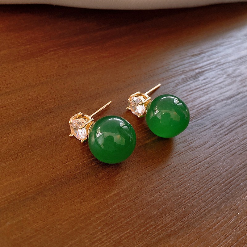 Temperamento de pendientes verdes pendientes ligeros lujosos de alto nivel sensación de pendientes zircon flores joyas geométricas al por mayor fábrica