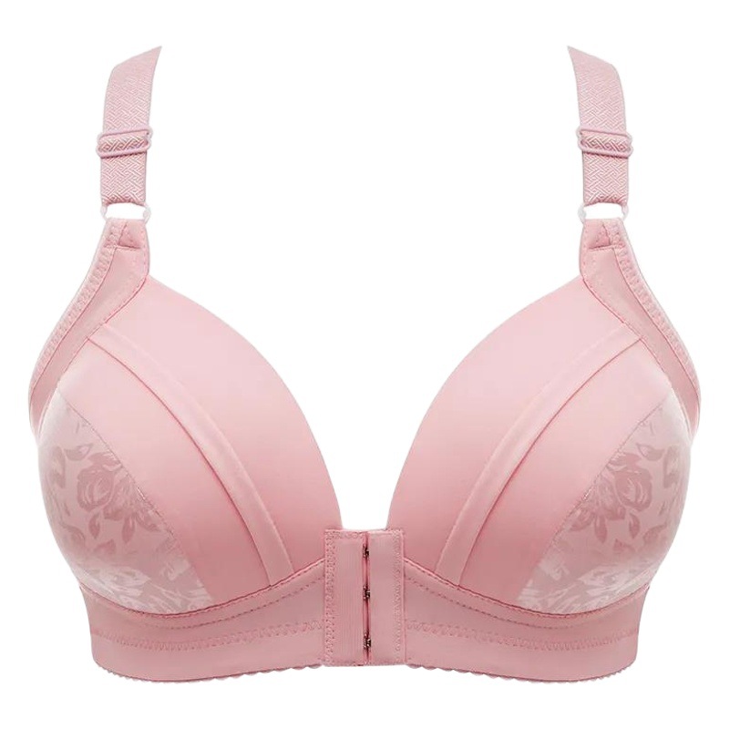 Nuevo más tamaño D taza push up inalámbrico delgada de mediana edad y las mujeres de edad avanzada botón frontal correa de hombro ropa interior sujetador de mama
