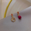 Red silver needle, retro demi-season earrings from pearl with bow, silver 925 sample, wide color palette