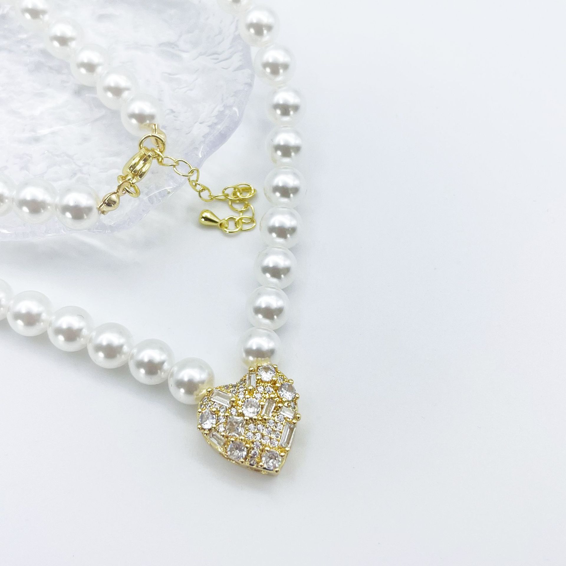 Imitation Pearl, Copper Material Imitation Pearl Copper Elegant Star Heart Shape Pendant Necklace