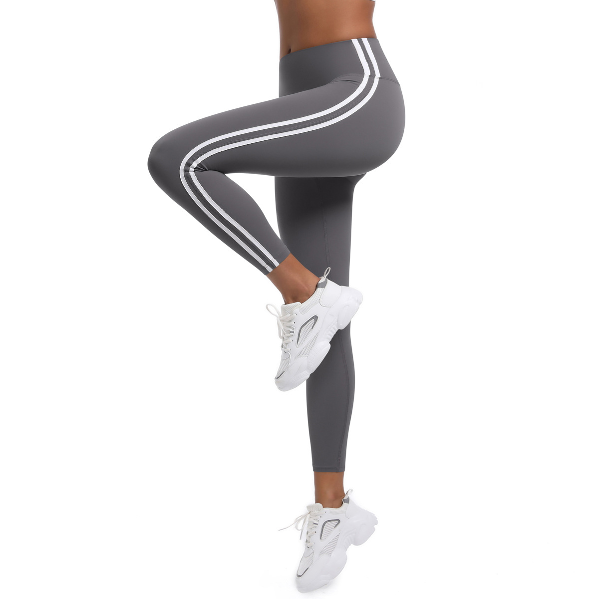 210g Weight Sleeveless Sleeve Length Nylon Fabric Type Short Top Length Leggings Pants Type Running, Sports Occasion Collarless Neckline Stripe Pattern Side Stripe Design Fitness, Sport Style Style Fitness Sport Style Stripe Nylon Collarless Side Stripe Active Bottoms Leggings 28