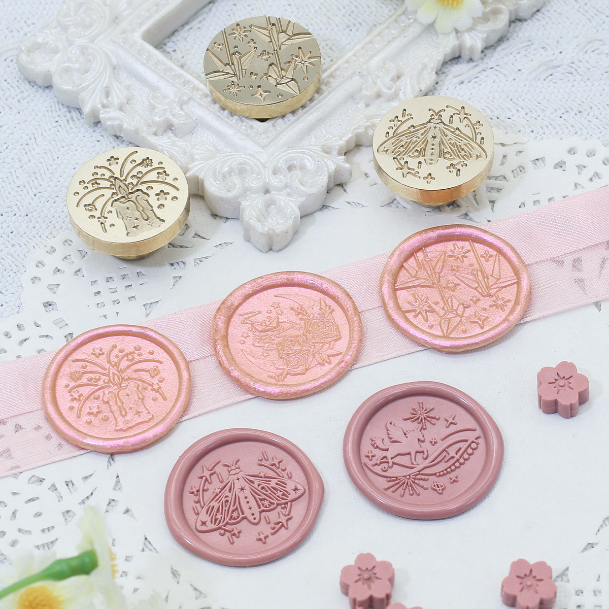 新品星河灿烂系列火漆印章章头请柬信封封口实心黄铜印头厂家批发