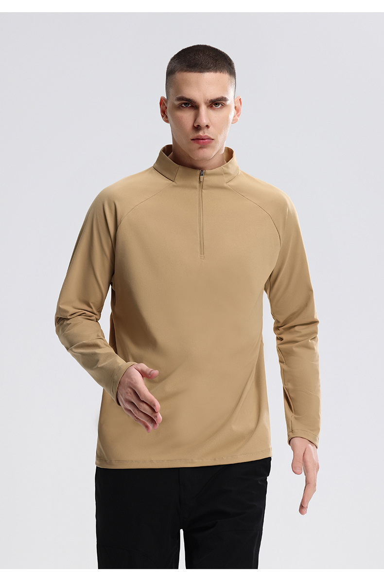 Men's Semi-zipper Sports Quick-drying Sweater Stand-up Collar Fitness Suit_voghion.com
