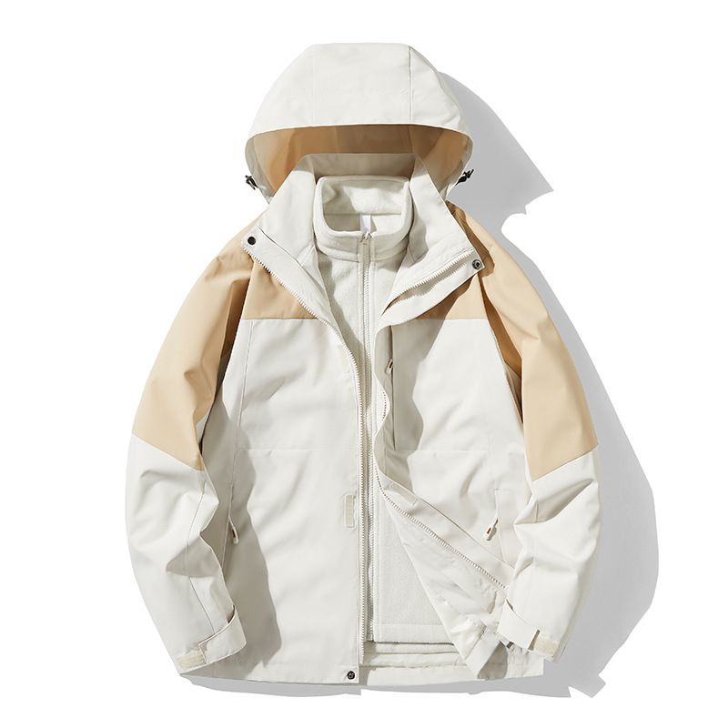 Ropa de asalto para mujeres 3 - en - 1 a prueba de rociadores de agua dos piezas juego a prueba de viento ropa de montaña al aire libre para hombres con chaqueta de terciopelo gruesa y cálida