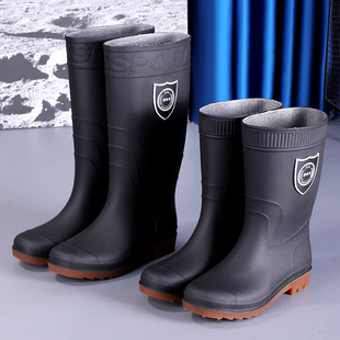 Thickened Industrial and Mining Rain Boots, Men's Water Shoes, Wear-Resistant and Warm, Kitchen Fishing Waterproof, Non-Slip, Velvet, Non-Slip Rain Boots, Rubber Shoes