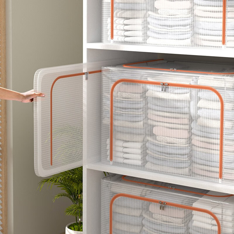 PVC透明衣類収納ボックス 超大容量 オックスフォード布整理ボックス 折りたたみ式布団衣類収納ボックス