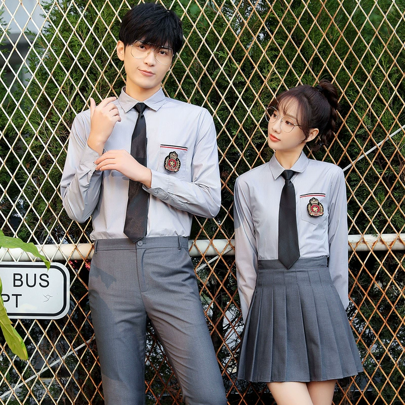 Осенняя одежда для студентов, женская рубашка JK, школьная форма, Топ в стиле Британской академии, уменьшающий возраст, серая рубашка с длинными рукавами в западном стиле